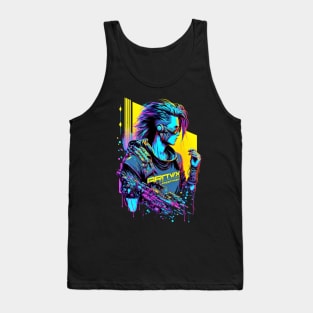 Neon Cyberpunk Fighter - V1.04 Tank Top